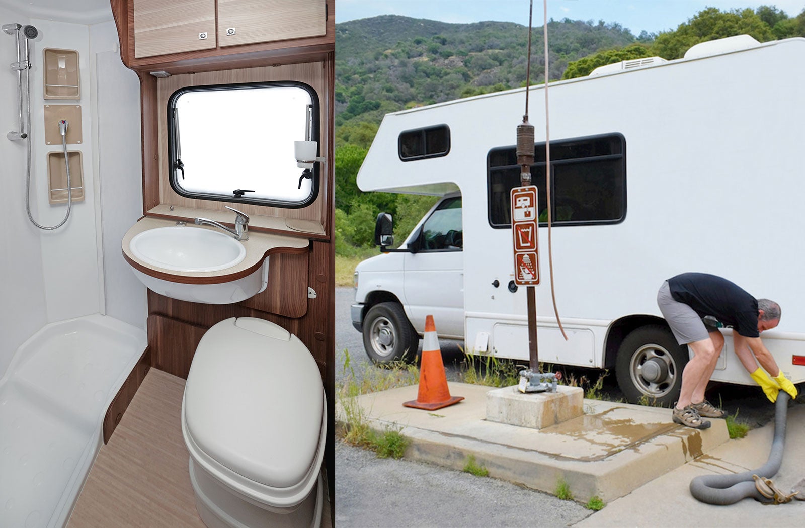 Portable RV/camper toilet and holding tank setup in Frisco, Texas